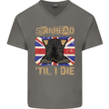 Skinhead Til I Die Punk Music Mens V-Neck Cotton T-Shirt Charcoal
