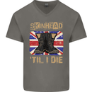Skinhead Til I Die Punk Music Mens V-Neck Cotton T-Shirt Charcoal