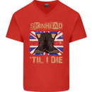 Skinhead Til I Die Punk Music Mens V-Neck Cotton T-Shirt Red