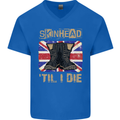 Skinhead Til I Die Punk Music Mens V-Neck Cotton T-Shirt Royal Blue