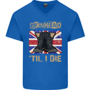 Skinhead Til I Die Punk Music Mens V-Neck Cotton T-Shirt Royal Blue