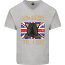 Skinhead Til I Die Punk Music Mens V-Neck Cotton T-Shirt Sports Grey