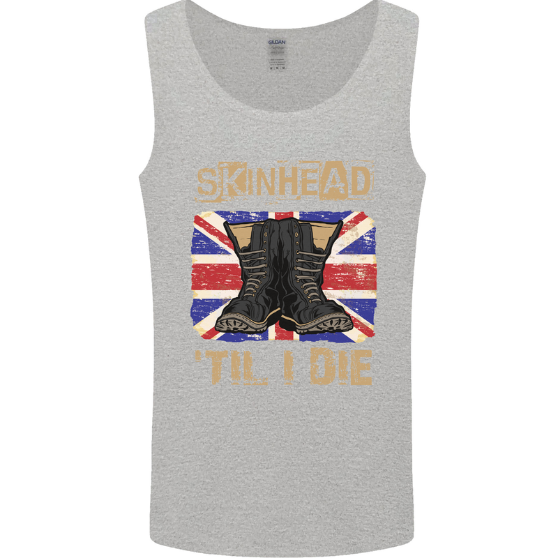 Skinhead Til I Die Punk Music Mens Vest Tank Top Sports Grey