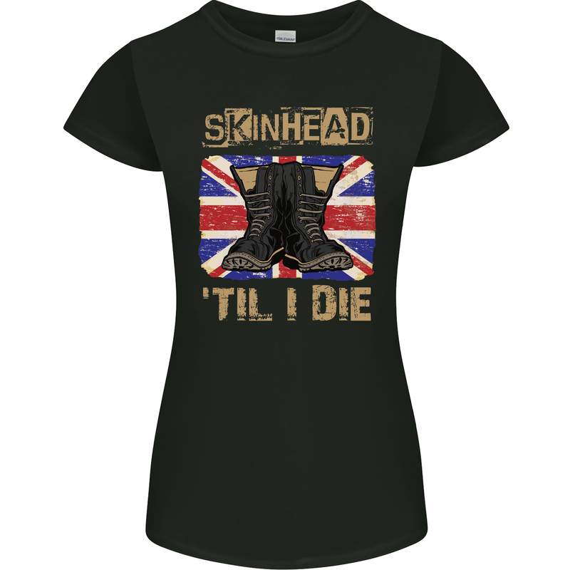 Skinhead Til I Die Punk Music Womens Petite Cut T-Shirt Black
