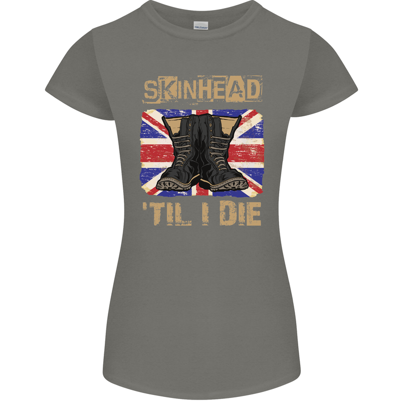 Skinhead Til I Die Punk Music Womens Petite Cut T-Shirt Charcoal
