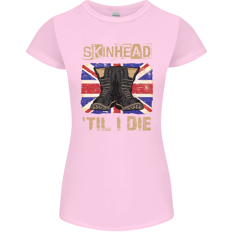 Skinhead Til I Die Punk Music Womens Petite Cut T-Shirt Light Pink