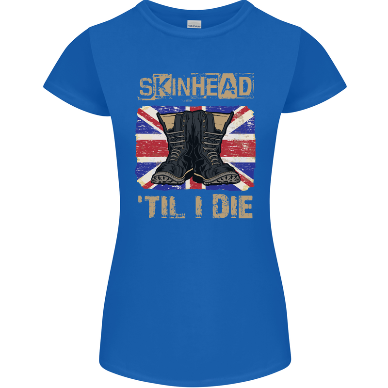 Skinhead Til I Die Punk Music Womens Petite Cut T-Shirt Royal Blue