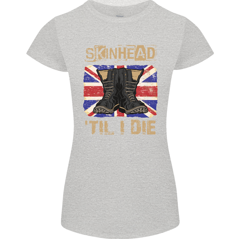 Skinhead Til I Die Punk Music Womens Petite Cut T-Shirt Sports Grey