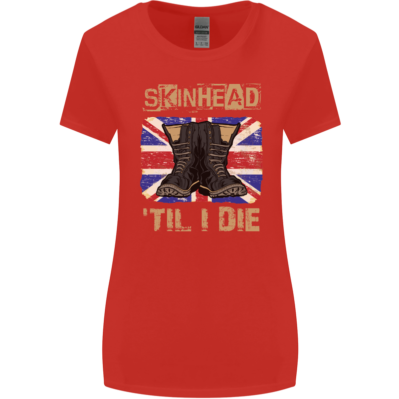 Skinhead Til I Die Punk Music Womens Wider Cut T-Shirt Red