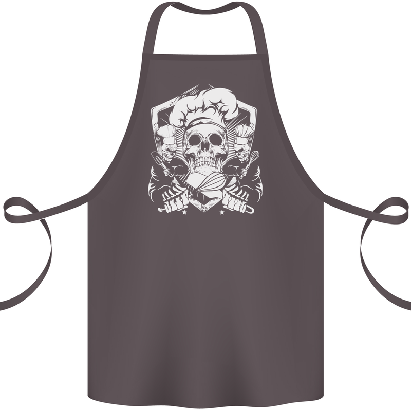 Skull Chef Cooking Cook Baker Baking Cotton Apron 100% Organic Dark Grey