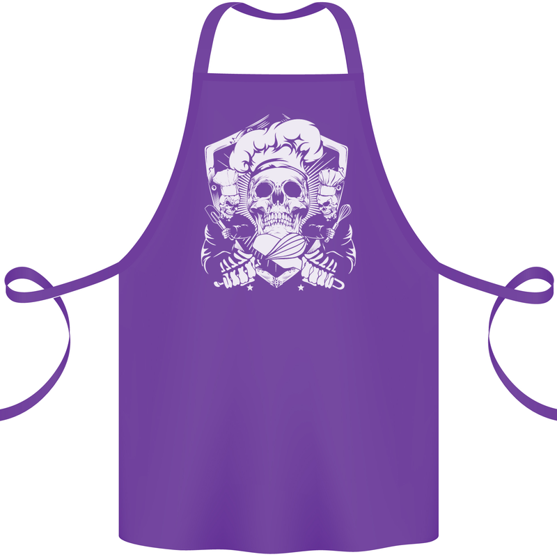 Skull Chef Cooking Cook Baker Baking Cotton Apron 100% Organic Purple