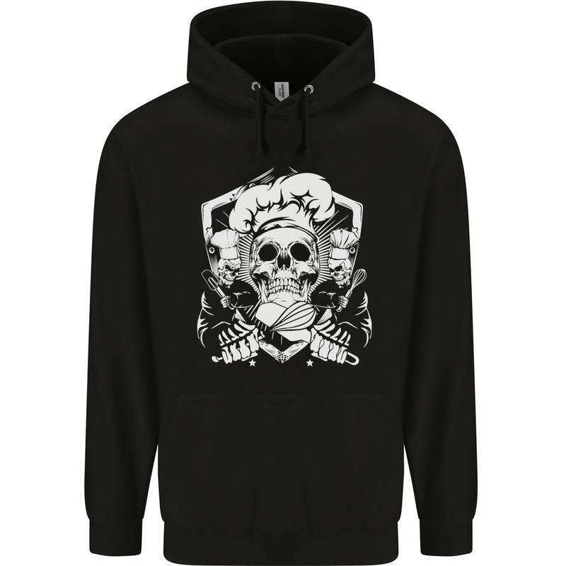 Skull Chef Cooking Cook Baker Baking Mens 80% Cotton Hoodie Black