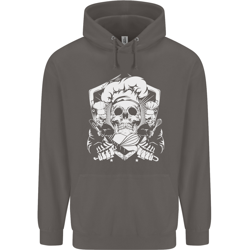 Skull Chef Cooking Cook Baker Baking Mens 80% Cotton Hoodie Charcoal