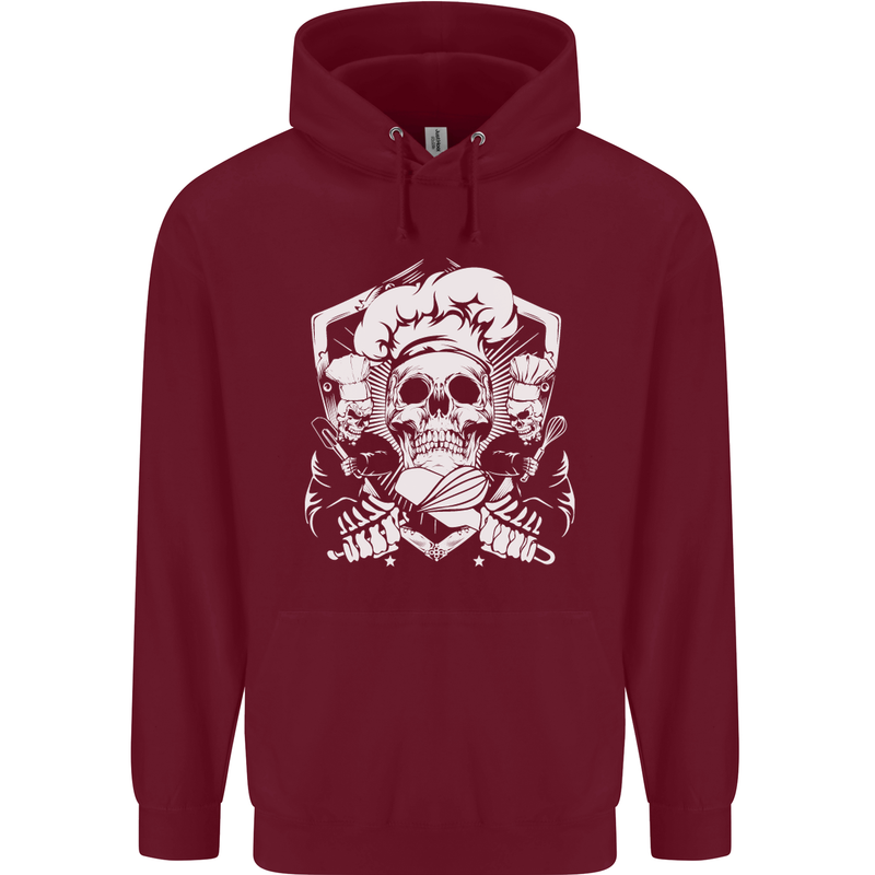 Skull Chef Cooking Cook Baker Baking Mens 80% Cotton Hoodie Maroon