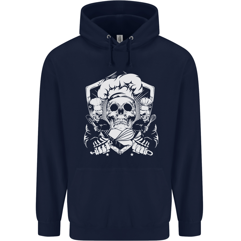 Skull Chef Cooking Cook Baker Baking Mens 80% Cotton Hoodie Navy Blue