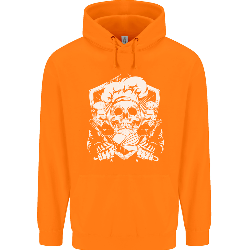 Skull Chef Cooking Cook Baker Baking Mens 80% Cotton Hoodie Orange