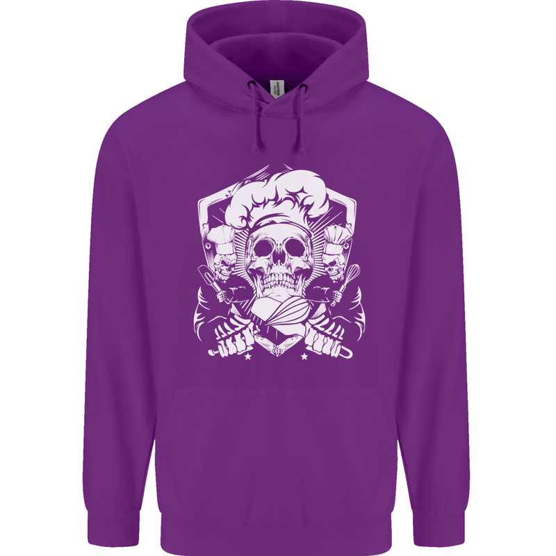 Skull Chef Cooking Cook Baker Baking Mens 80% Cotton Hoodie Purple