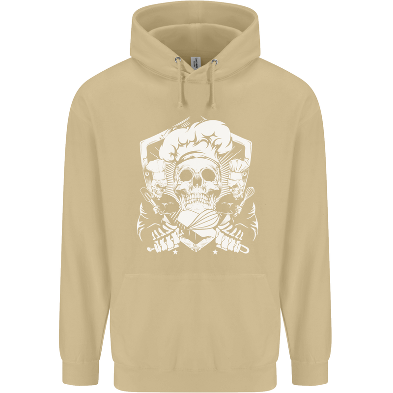 Skull Chef Cooking Cook Baker Baking Mens 80% Cotton Hoodie Sand