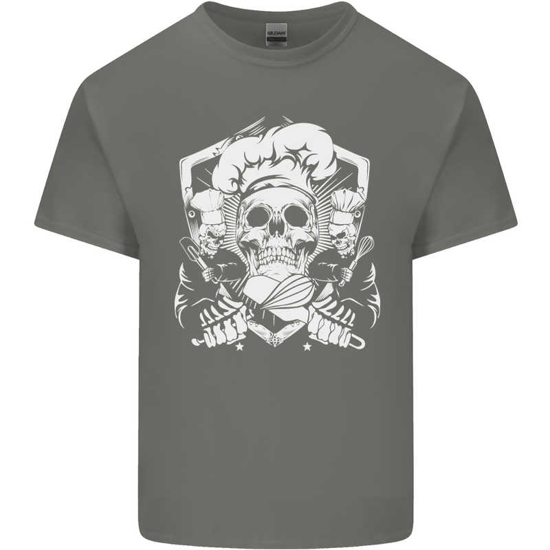 Skull Chef Cooking Cook Baker Baking Mens Cotton T-Shirt Tee Top Charcoal