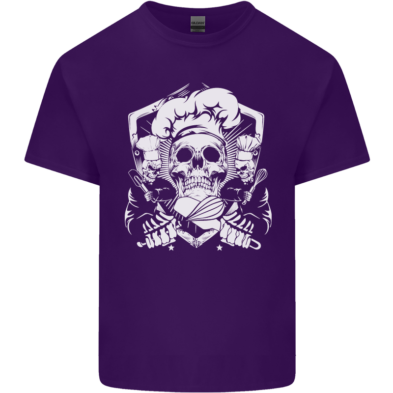 Skull Chef Cooking Cook Baker Baking Mens Cotton T-Shirt Tee Top Purple