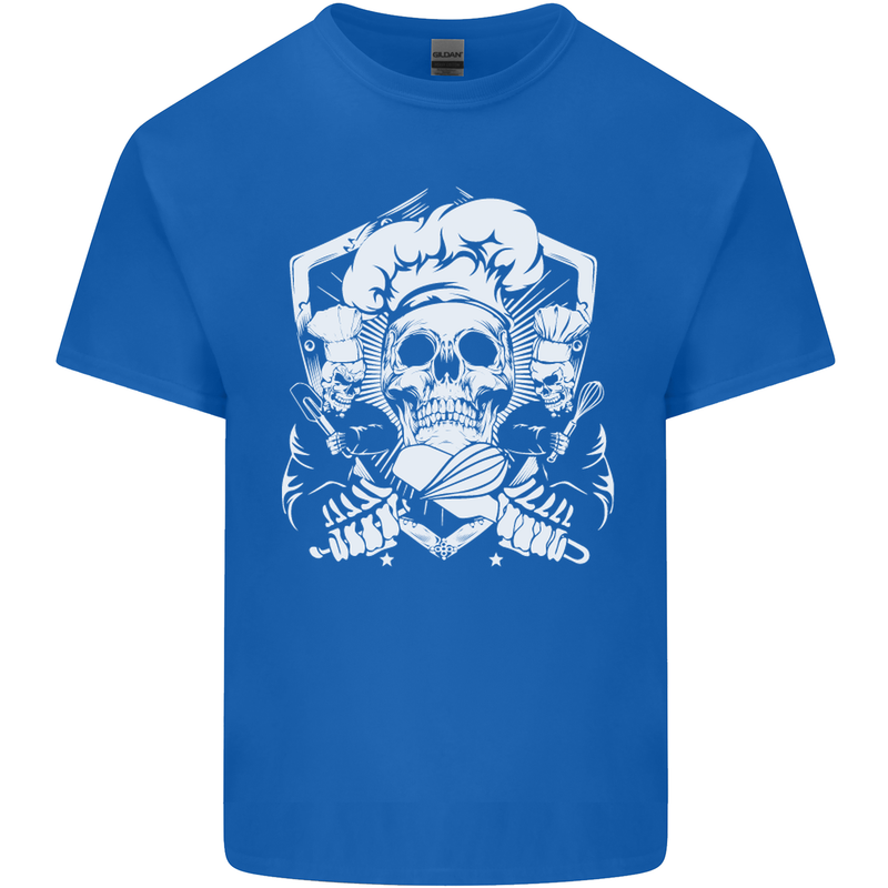 Skull Chef Cooking Cook Baker Baking Mens Cotton T-Shirt Tee Top Royal Blue