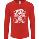 Skull Chef Cooking Cook Baker Baking Mens Long Sleeve T-Shirt Red