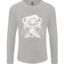 Skull Chef Cooking Cook Baker Baking Mens Long Sleeve T-Shirt Sports Grey