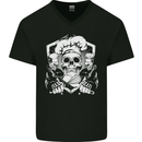 Skull Chef Cooking Cook Baker Baking Mens V-Neck Cotton T-Shirt Black