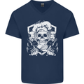Skull Chef Cooking Cook Baker Baking Mens V-Neck Cotton T-Shirt Navy Blue