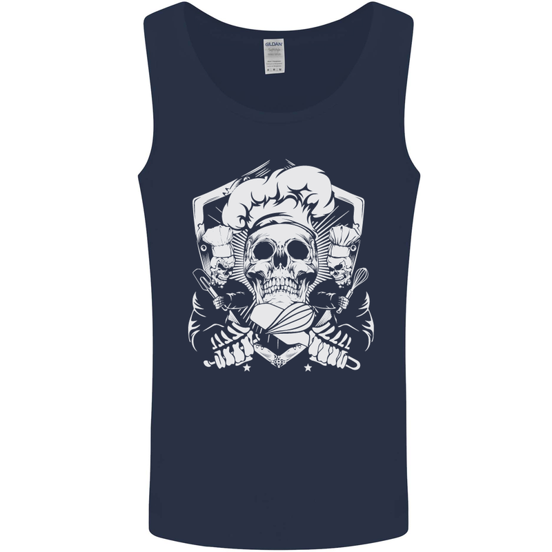 Skull Chef Cooking Cook Baker Baking Mens Vest Tank Top Navy Blue