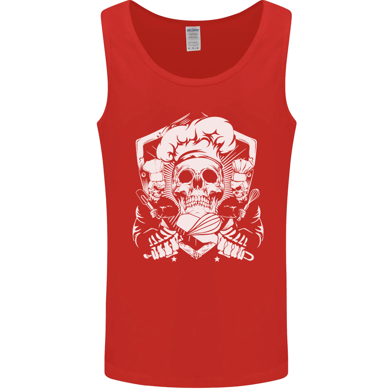 Skull Chef Cooking Cook Baker Baking Mens Vest Tank Top Red