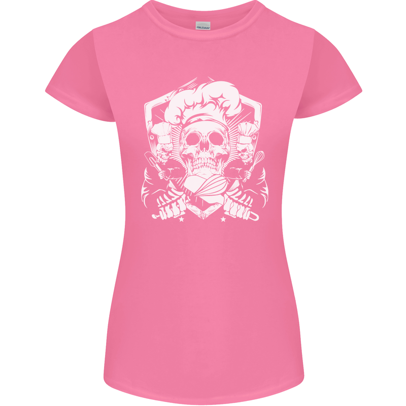 Skull Chef Cooking Cook Baker Baking Womens Petite Cut T-Shirt Azalea