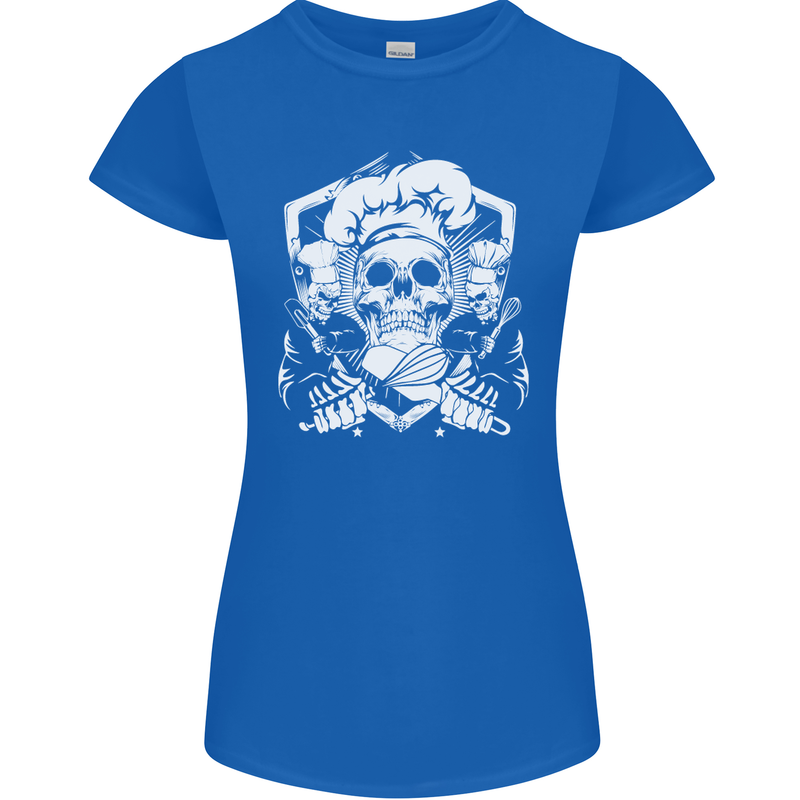 Skull Chef Cooking Cook Baker Baking Womens Petite Cut T-Shirt Royal Blue