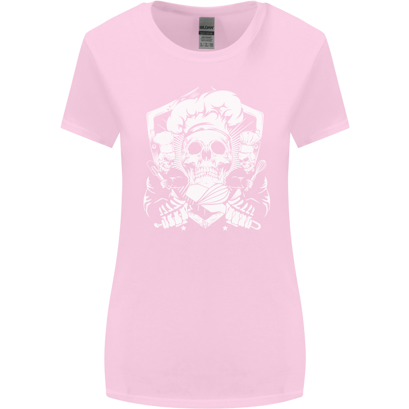 Skull Chef Cooking Cook Baker Baking Womens Wider Cut T-Shirt Light Pink