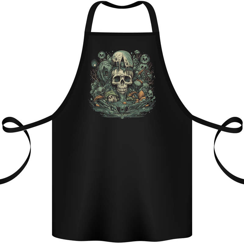 Skull City Biker Gothic Evil Cotton Apron 100% Organic Black