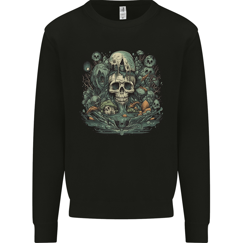 Skull City Biker Gothic Evil Kids Sweatshirt Jumper Black