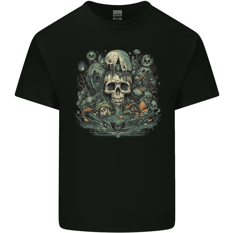 Skull City Biker Gothic Evil Kids T-Shirt Childrens Black