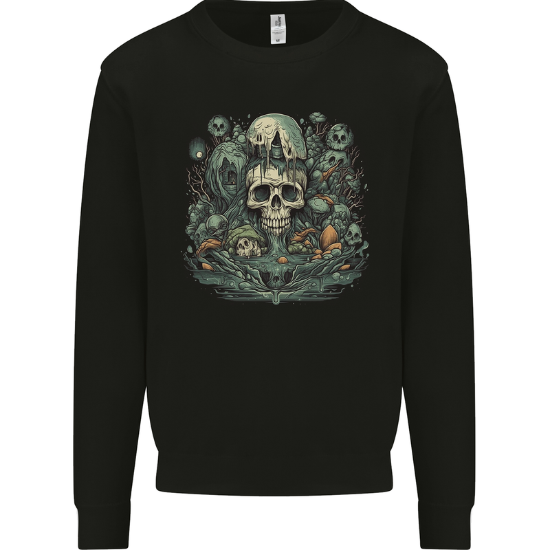 Skull City Biker Gothic Evil Mens Sweatshirt Jumper Black