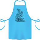 Skull Crown Biker Skull Gothic Heavy Metal Cotton Apron 100% Organic Turquoise