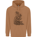 Skull Crown Biker Skull Gothic Heavy Metal Mens 80% Cotton Hoodie Caramel Latte