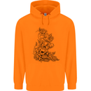 Skull Crown Biker Skull Gothic Heavy Metal Mens 80% Cotton Hoodie Orange