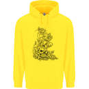 Skull Crown Biker Skull Gothic Heavy Metal Mens 80% Cotton Hoodie Yellow
