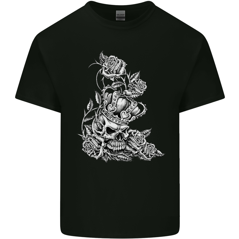 Skull Crown Biker Skull Gothic Heavy Metal Mens Cotton T-Shirt Tee Top Black