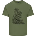 Skull Crown Biker Skull Gothic Heavy Metal Mens Cotton T-Shirt Tee Top Military Green
