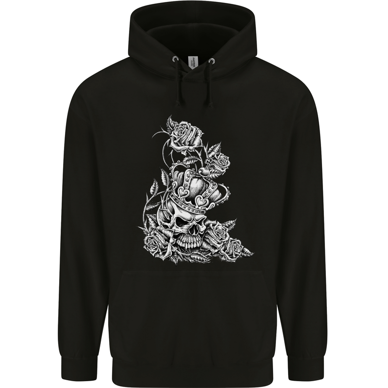 Skull Crown Biker Skull Gothic Heavy Metal Mens Hoodie Black