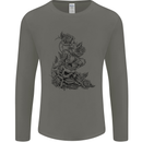 Skull Crown Biker Skull Gothic Heavy Metal Mens Long Sleeve T-Shirt Charcoal