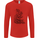 Skull Crown Biker Skull Gothic Heavy Metal Mens Long Sleeve T-Shirt Red