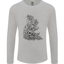 Skull Crown Biker Skull Gothic Heavy Metal Mens Long Sleeve T-Shirt Sports Grey