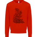 Skull Crown Biker Skull Gothic Heavy Metal Mens Sweatshirt Jumper Bright Red