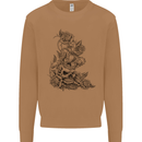Skull Crown Biker Skull Gothic Heavy Metal Mens Sweatshirt Jumper Caramel Latte